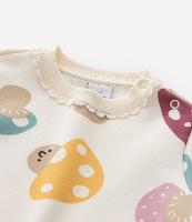 Casaco Infantil com Detalhes em Renda e Estampa Cogumelos - Tam 0 a 18 meses - 1