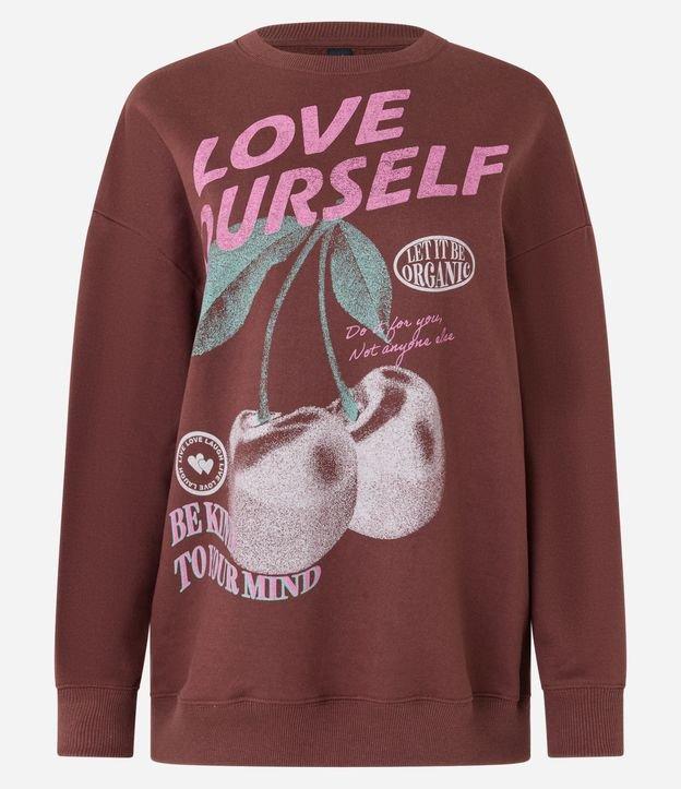 Moletom Over com Forro Fleece e Estampa Cerejas - 1