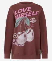 Moletom Over com Forro Fleece e Estampa Cerejas - 1