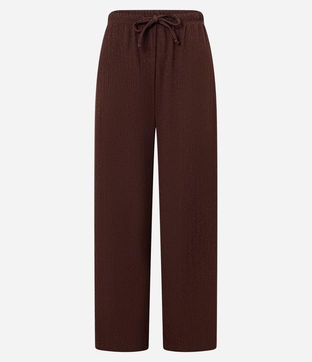 Calça Reta Texturizada com Amarração no Cós - 1