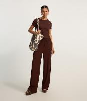 Calça Reta Texturizada com Amarração no Cós - 2