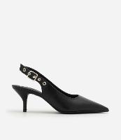 Sapato Scarpin Slingback em PU com Ilhoses Grandes na Tira - 1