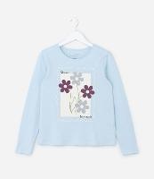 Camiseta Infantil com Estampa Flores com Brilhos - Tam 5 a 14 Anos - 1