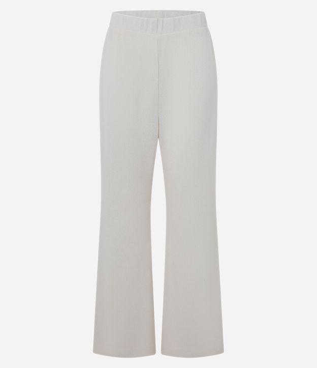Calça Pantalona Canelada com Elástico no Cós - 1
