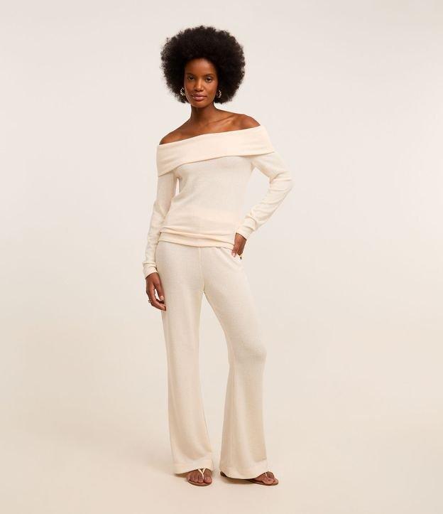 Calça Pantalona Canelada com Elástico no Cós - 2