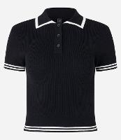 Blusa em Tricô com Gola Polo Listras nas Mangas - 1