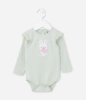 Body Infantil com Babados e Estampa Coelha - Tam 0 a 18 meses - 1