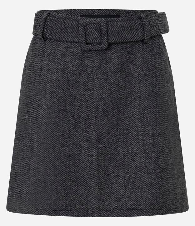 Saia Curta em Polyvelour Xadrez com Cinto - 1