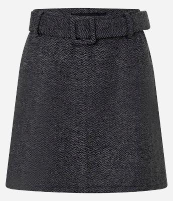 Saia Curta em Polyvelour Xadrez com Cinto