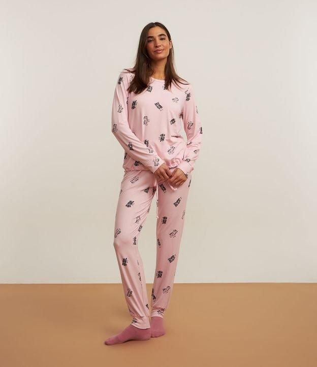 Pijama Longo com Estampa de Gatinhos - 2