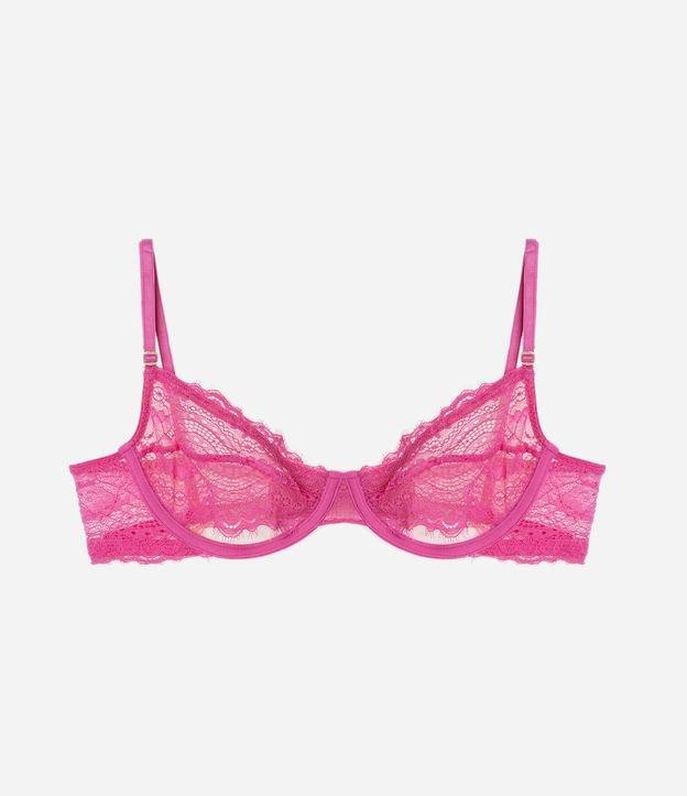 Sutiã sem Bojo com Aro em Renda Floral com Recorte Vazado - 1