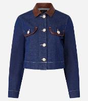 Jaqueta Regular em Jeans com Gola de PU - 1