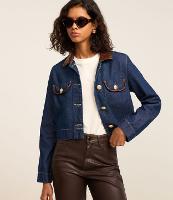 Jaqueta Regular em Jeans com Gola de PU - 2