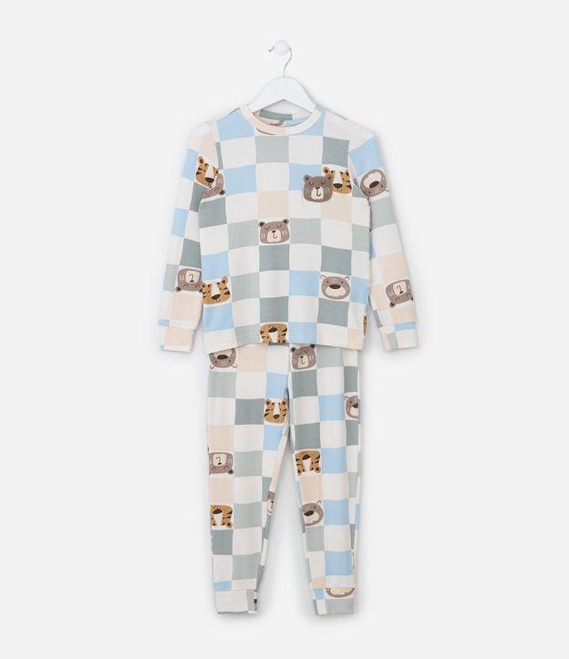 Pijama Infantil Tricosado com Estampa Bichinhos e Xadrez - Tam 2 a 6 Anos - 1