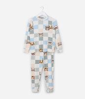 Pijama Infantil Tricosado com Estampa Bichinhos e Xadrez - Tam 2 a 6 Anos - 1
