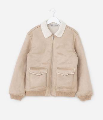 Jaqueta Infantil em Suedine com Forro Sherpa - Tam 5 a 14 Anos