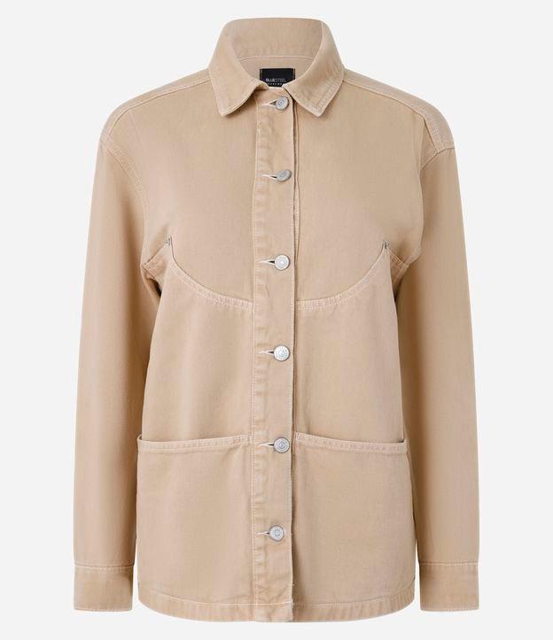 Camisa Overshirt em Sarja com Algodão Agroecológico e Pespontos Contrastantes - 1