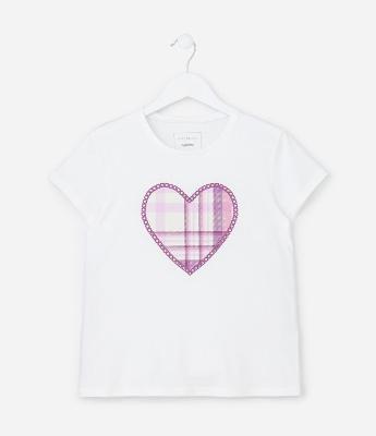 Blusa Infantil com Estampa Coração Xadrez - Tam 5 a 14 Anos