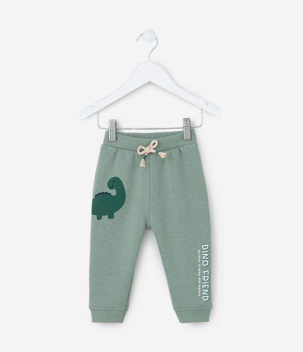 Calça Infantil em Moletom com Estampa Dino - Tam  0 a 18 meses - 1
