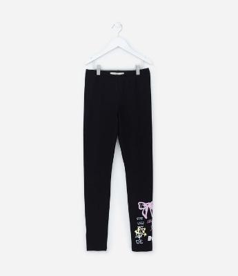 Calça Legging Infantil com Estampa Doodles - Tam 5 a 14 Anos