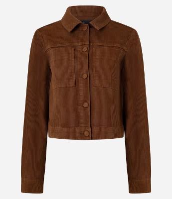 Jaqueta Regular em Sarja Cotelê com Bolsos Frontais