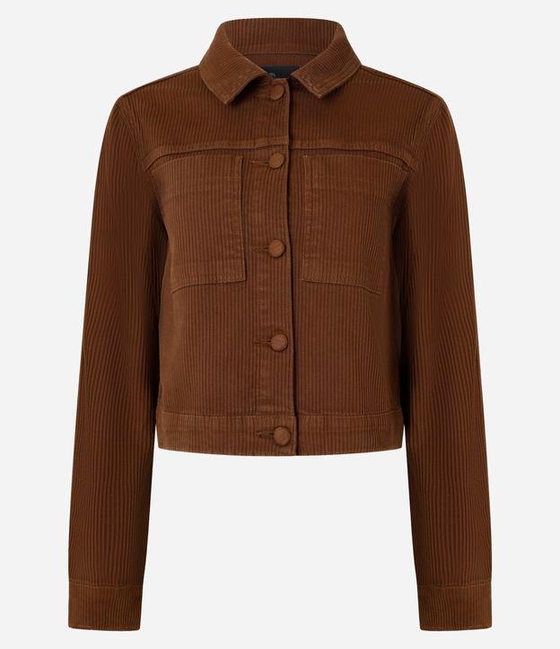 Jaqueta Regular em Sarja Cotelê com Bolsos Frontais - 1