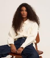 Jaqueta Bomber Jeans com Abotoamento Frontal e Recortes - 1