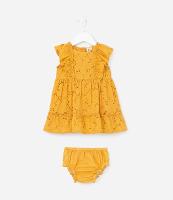 Vestido Infantil em Tricoline Texturizado com Babados - Tam 3 a 18 meses - 1