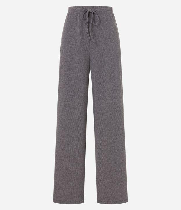 Calça Flare Canelada com Amarração no Cós - 1