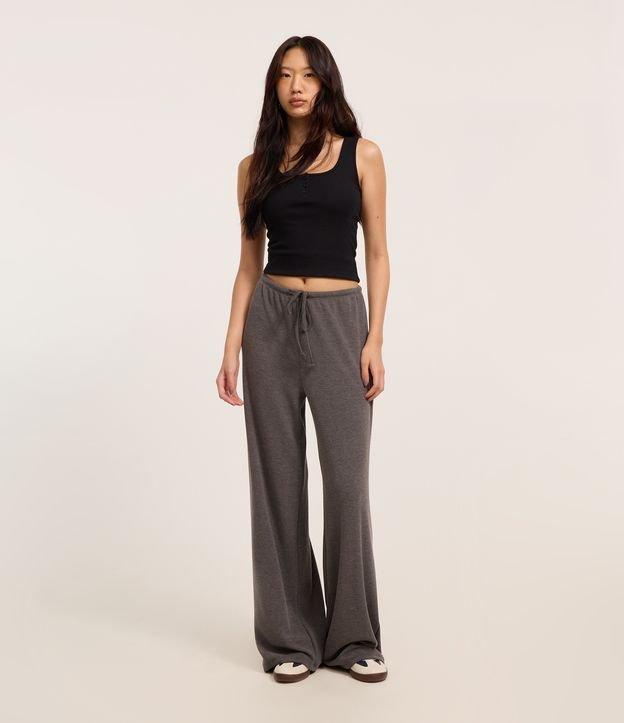 Calça Flare Canelada com Amarração no Cós - 2