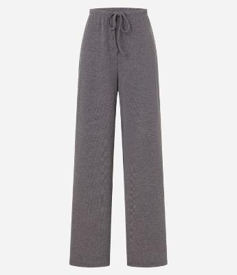 Calça Flare Canelada com Amarração no Cós