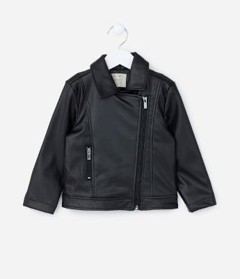 Jaqueta Biker Infantil em PU com Bolsos - Tam 1 a 5 Anos