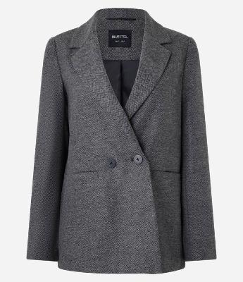 Blazer Alongado em Polivelour Xadrez com Botões