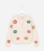 Suéter Infantil em Tricô com Florzinhas Aplicadas - Tam 1 A 5 - 1