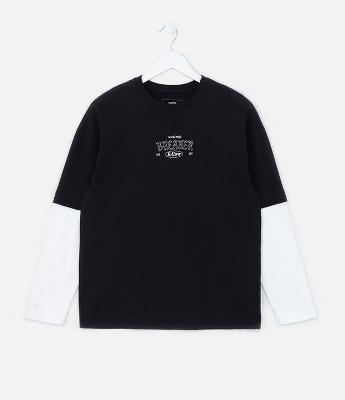 Camiseta Infantil com Estampa Lettering Frente e Costas - Tam 5 a 14 Anos