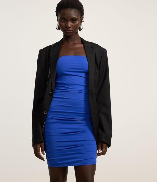 Vestido Curto em Poliamida Tomara que Caia com Drapeado Lateral - 2