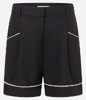 Bermuda em Viscose e Linho com Pregas e Viés Contrastante - 1