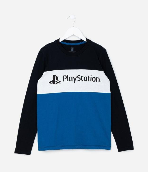 Camiseta Infantil com Recortes e Estampa Playstation - Tam 5 a 14 Anos - 1