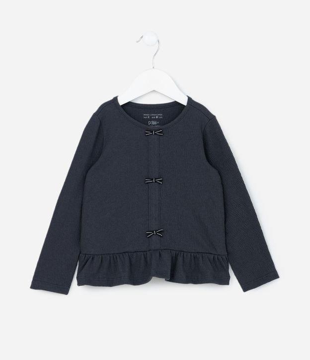 Blusa Infantil em Anaruga com Lacinhos e Babado - Tam 1 a 6 Anos - 1