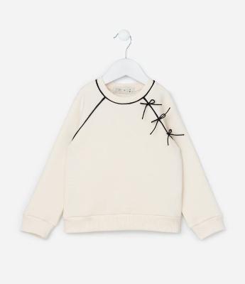 Casaco Infantil com Lacinhos e Viés Contrastantes - Tam 1 a 6 Anos