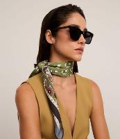 Lenço Quadrado Acetinado com Estampa Floral - 2