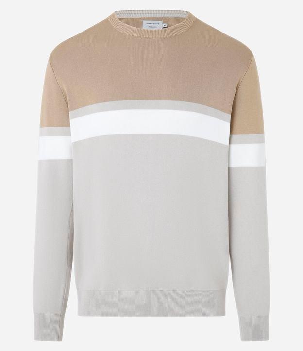 Suéter Regular em Viscose com Bloco de Cores - 1