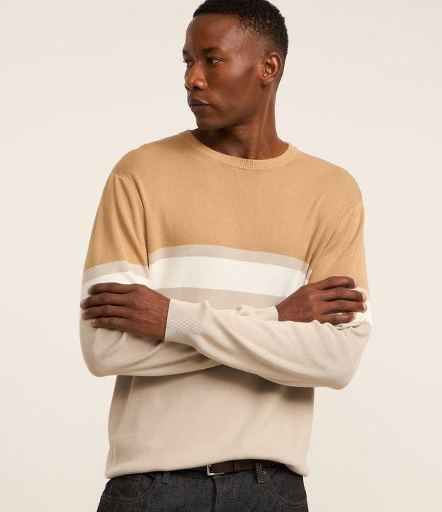 Suéter Regular em Viscose com Bloco de Cores - 2