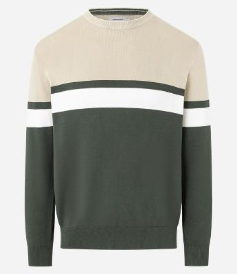 Suéter Regular em Viscose com Bloco de Cores