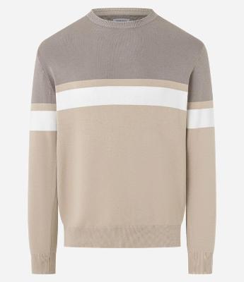 Suéter Regular em Viscose com Bloco de Cores