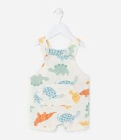 Jardineira Infantil com Bolso e Estampa Dinos - Tam 0 a 18 meses - 1