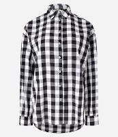 Camisa Alongada em Algodão Xadrez com Abotoamento - 1