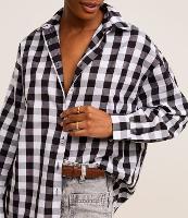 Camisa Alongada em Algodão Xadrez com Abotoamento - 2