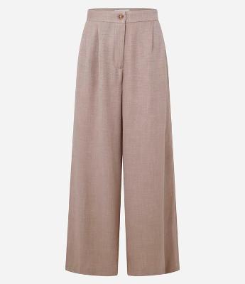 Calça Pantalona Cintura Alta com Pregas e Pences