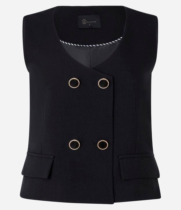 Colete Alfaiatado com Botões no Transpasse e Lapelas - 1